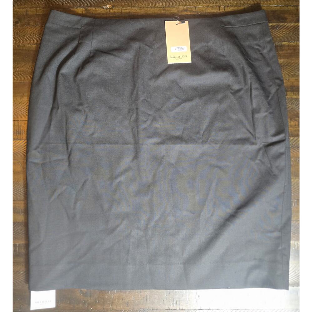 NWT M.M. Lafleur Wool Black Pencil Skirt Plus Size +2 Size 18-20 MSRP $239